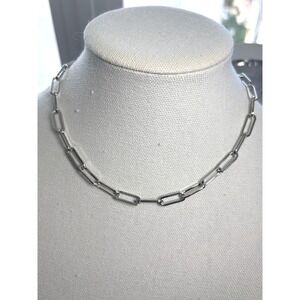 Necklace Silver Tone Metal Lobster Clasp Paperclip Link Chain Style New